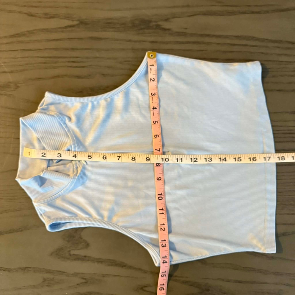 Women's SHEIN Light Blue Ribbed Mock Neck Zip-Up Tank Top M - Picture 8 of 9
